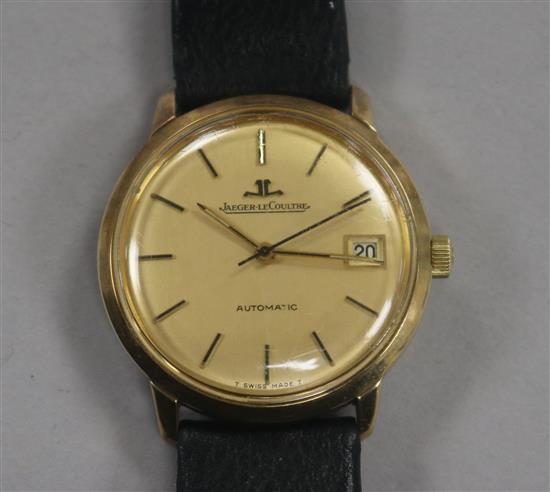 A gentlemans 9ct gold Jaeger le Coultre automatic wrist watch,